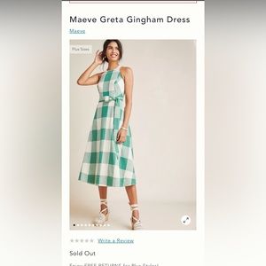 Anthropologie Maeve Greta Gingham dress